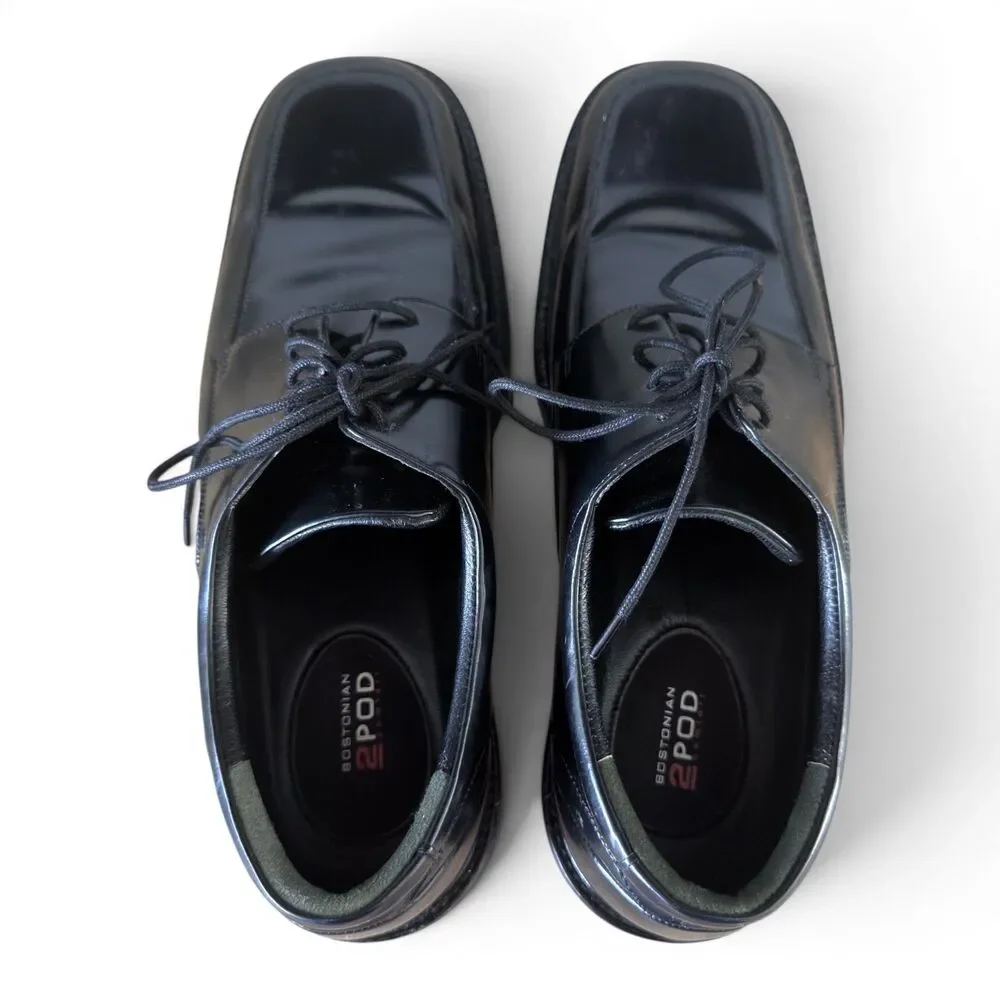 Bostonian 2POD Mens 9M Black Leather Apron Toe Derby Dress Shoes Comfort